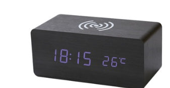 Smart Wireless Charging Wooden Alarm Clock