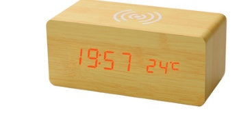 Smart Wireless Charging Wooden Alarm Clock