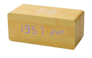 Smart Wireless Charging Wooden Alarm Clock