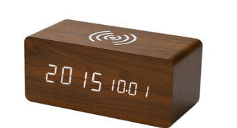 Smart Wireless Charging Wooden Alarm Clock