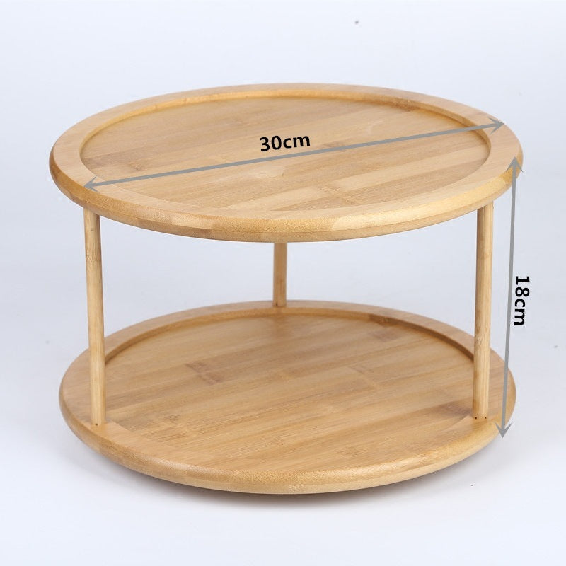 Round Bamboo Turntable Cabinet Organizer