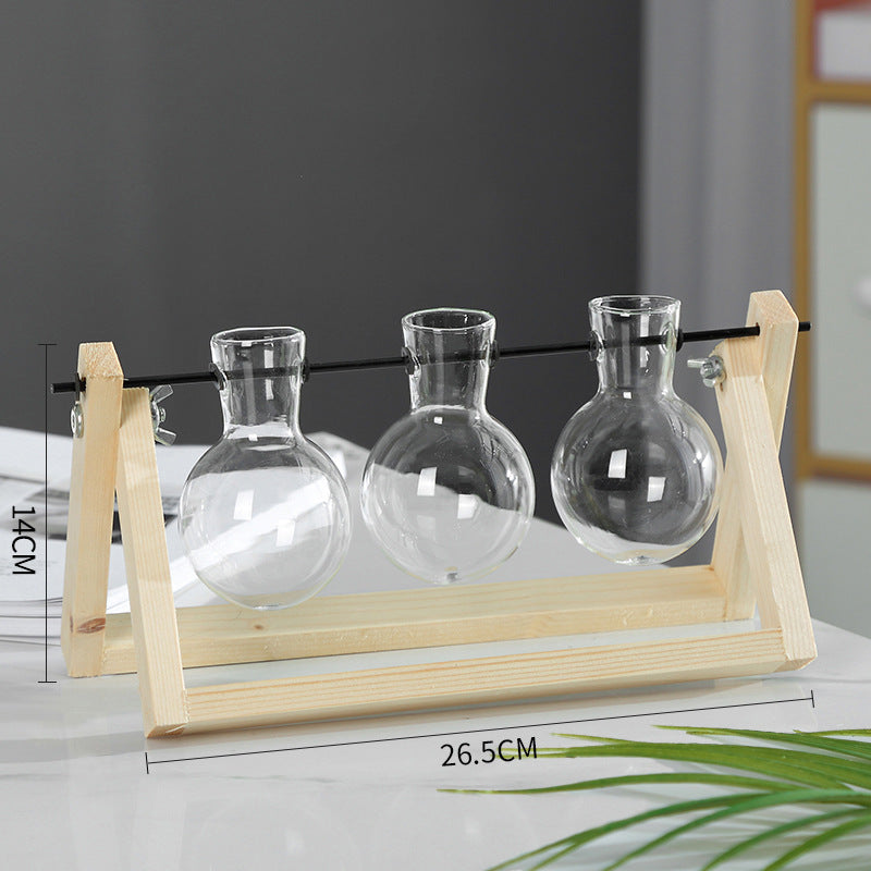 Swing Wooden Stand with Glass Vase