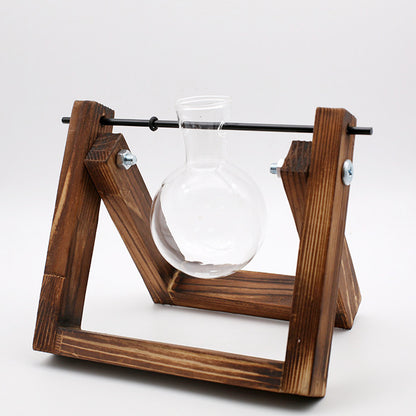 Swing Wooden Stand with Glass Vase