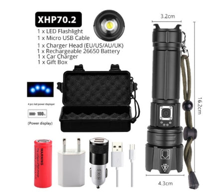Rechargeable Glare Flashlight with Power Display