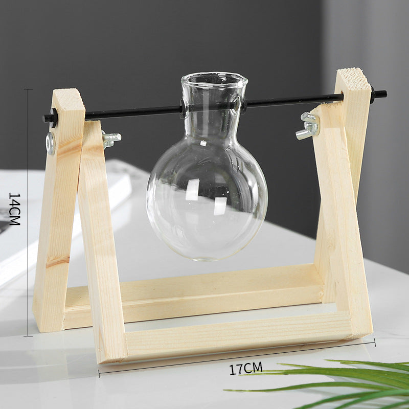 Swing Wooden Stand with Glass Vase